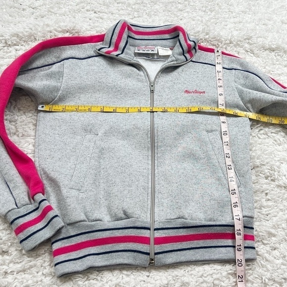 MacGregor Women’s Vintage Track Jacket Full Zip Sweatshirt Gray Pink Blue Small - Picture 9 of 13